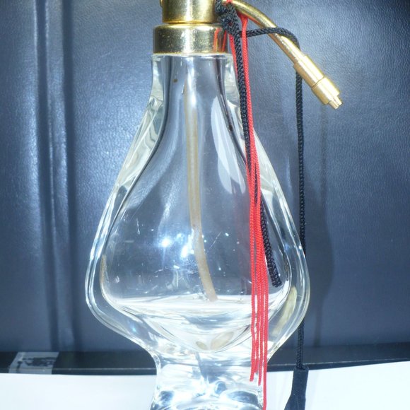 VINTAGE Triangle De Vilbiss Crystal PERFUME BOTTLE Brass Atomizer - Picture 2 of 9